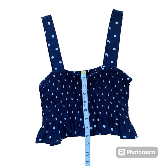 American Eagle Polka Dot Smocked Crop Top - Picture 9 of 9